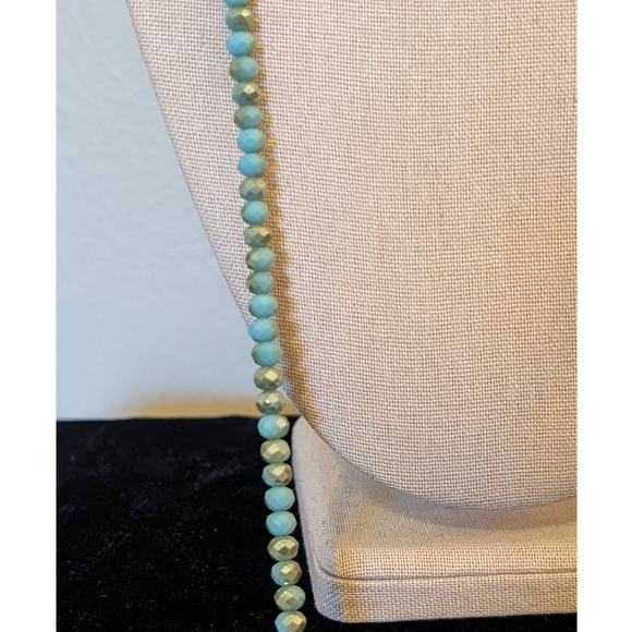 Turquoise Bead, Bronze, Copper, Braided Cord, Toggle Clasp Cross Charm Necklace - Picture 10 of 12